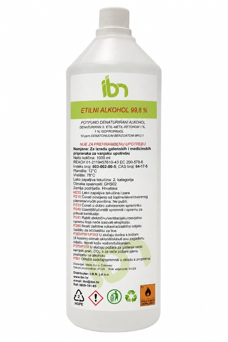 IBN Etilni alkohol 99,8%, denaturirani 1l